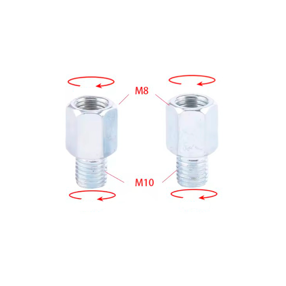 Adaptador de Rosca de Espelho. Converte M10 (rosca direita) em M8 (rosca direita)