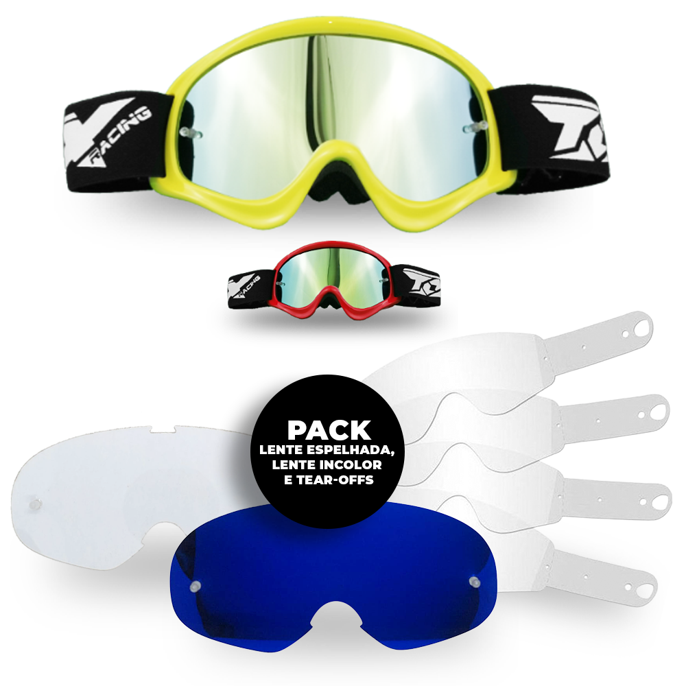 Pack Oculos Criança + Lente Espelhada + Lente Incolor + Tear Off's