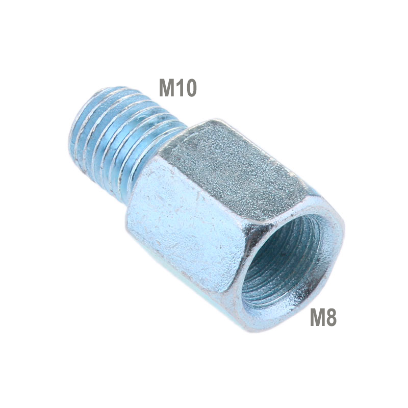 Adaptador de Rosca de Espelho. Converte M10 (rosca direita) em M8 (rosca direita)