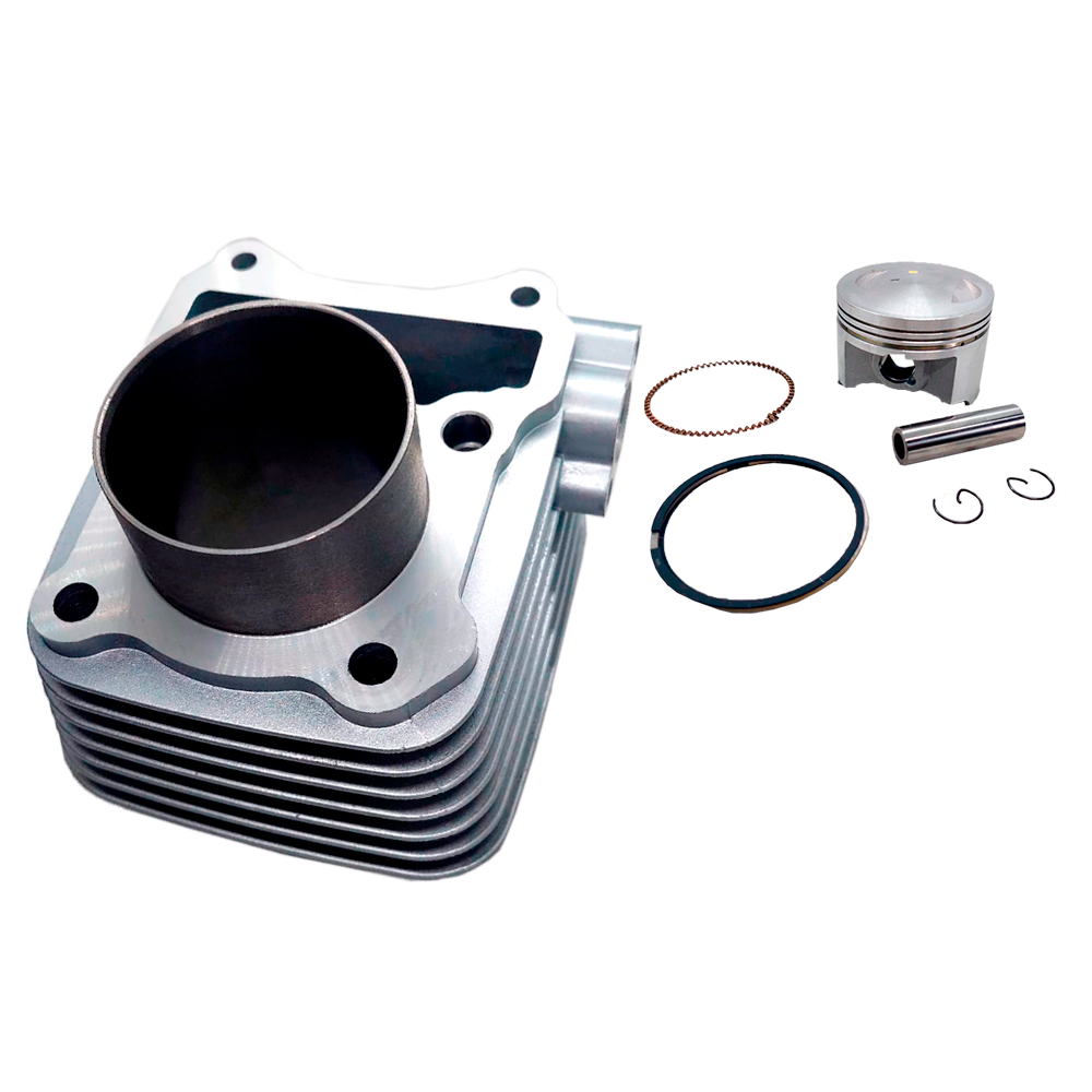 Kit - Cilindro (S/ Orificio da sonda) (S/ EGR) (150cc / 62mm) + piston (S/ Juntas) - Bluroc/Bullit (GN/GS125 K157FMI)