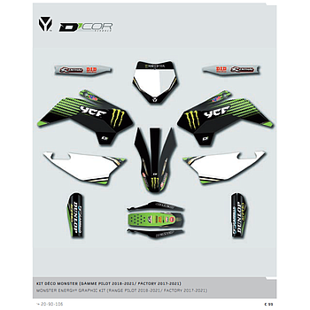 Kit autocolantes,  Monster YCF (Pilot 2018-2021 / Factory 2017-2021) / Pitbike